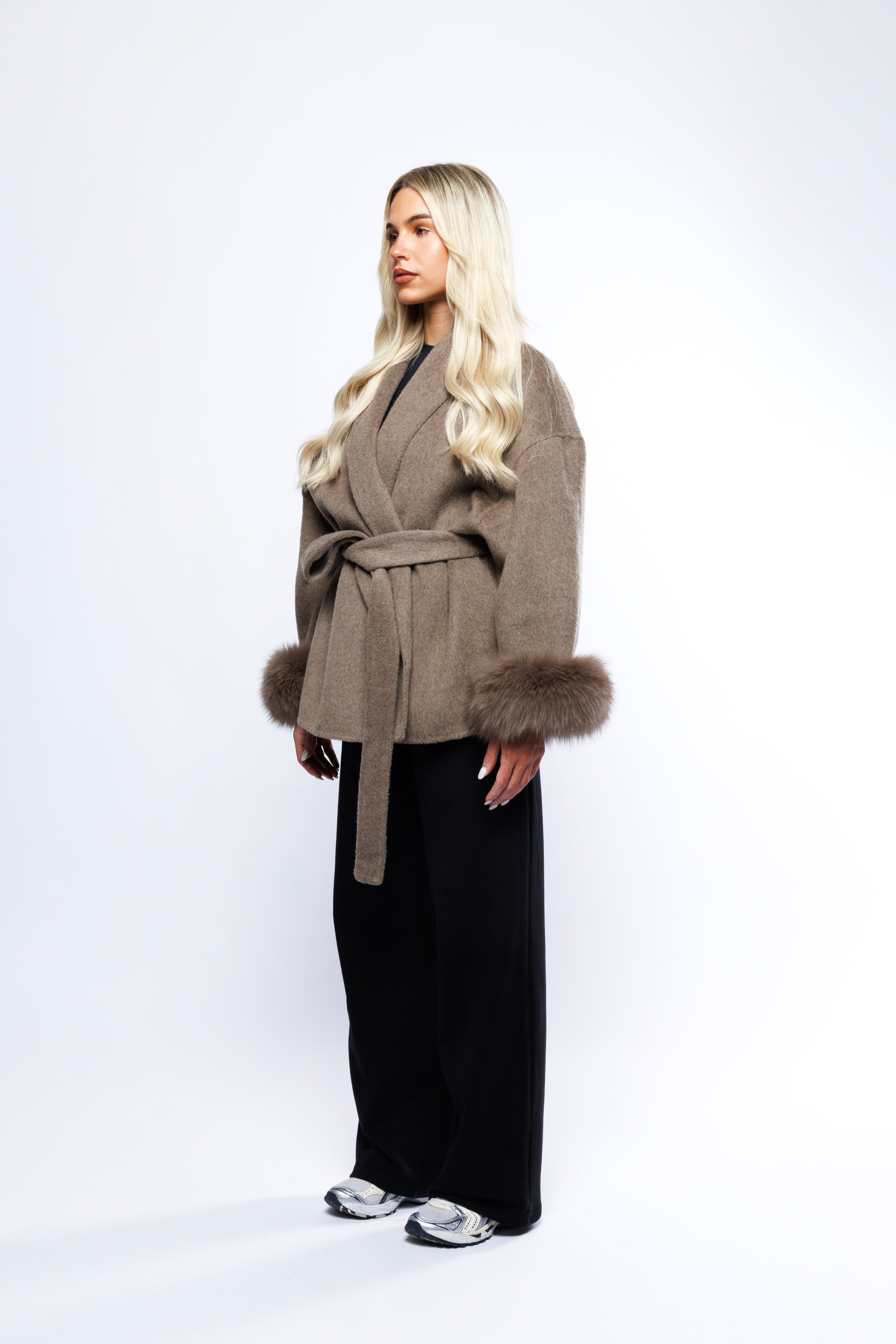 Velvet Blazer with Bow – Hazelnut