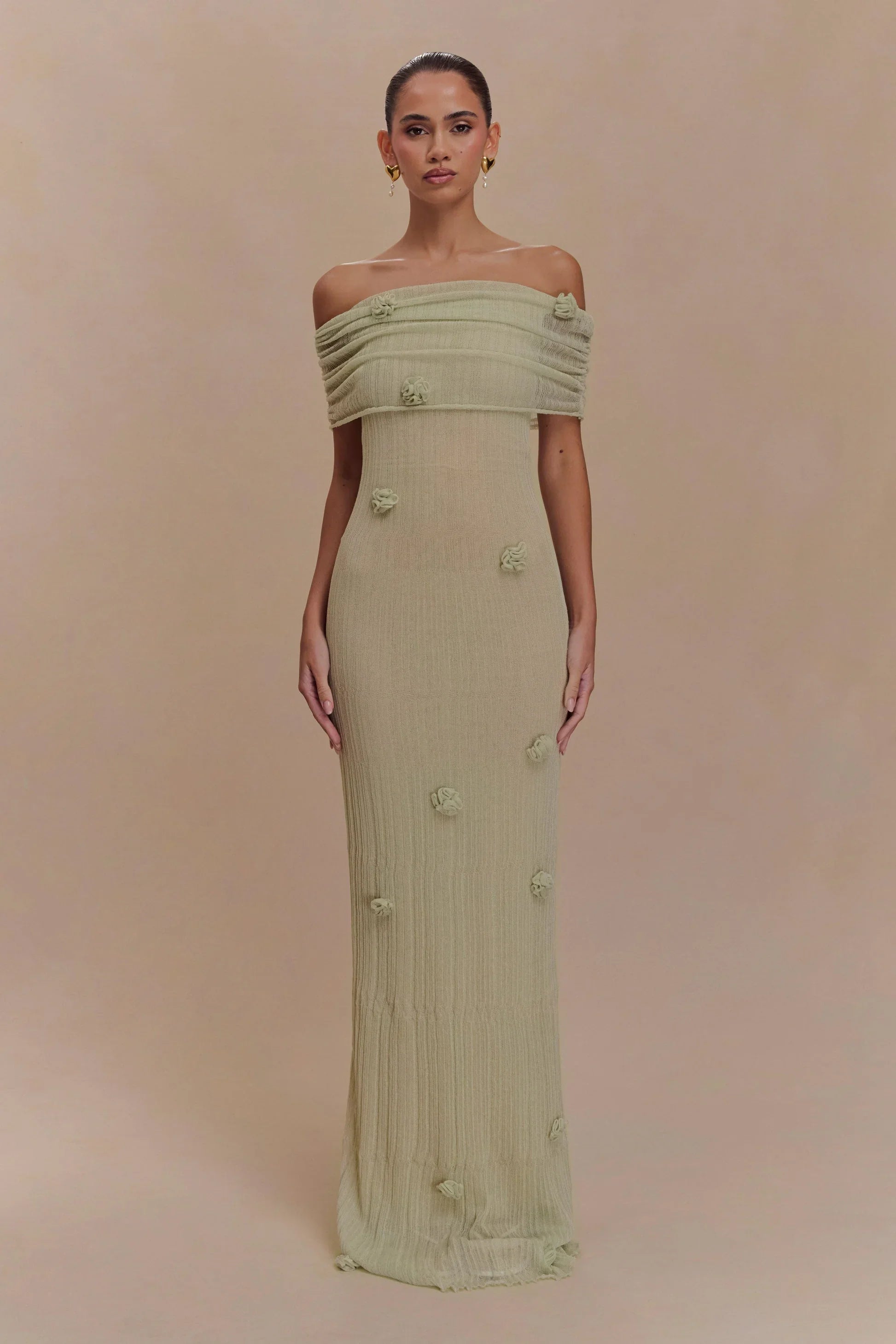 Orchideen-Strick-Maxikleid