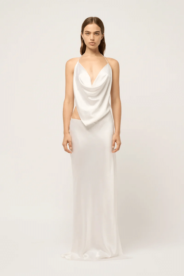 Iced Bias Slip Maxi Dress White
