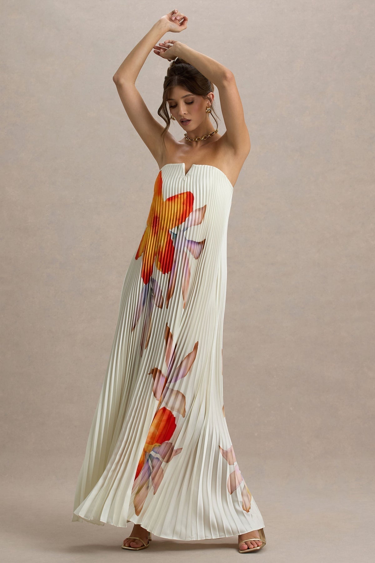 Orange Flower Maxi Dress