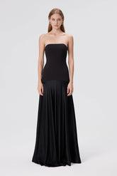 Strapless Satin Corset Gown – Black