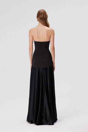 Strapless Satin Corset Gown – Black