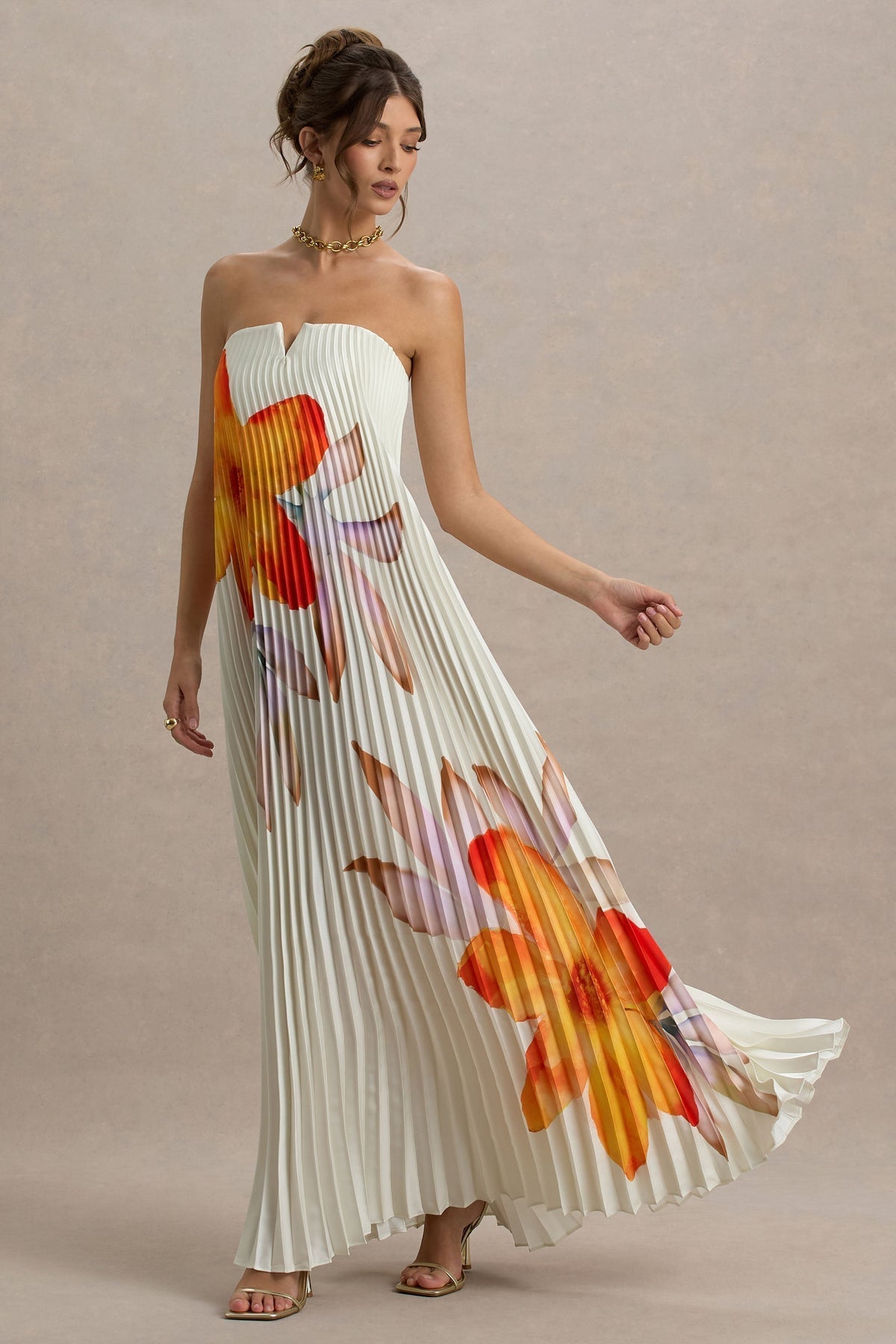 Orange Flower Maxi Dress