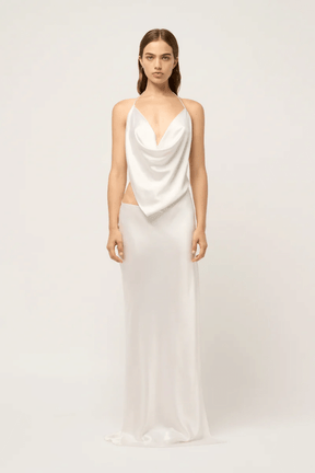 Iced Bias Slip  Maxi Dress White