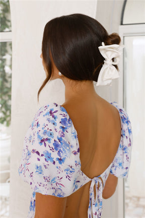 Fancy Bow Claw Clip Cream