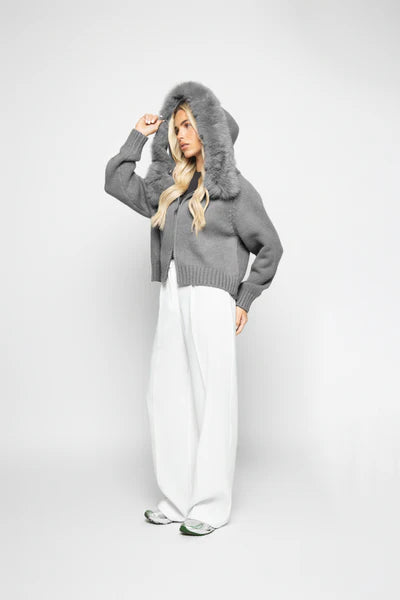 Velvet Cardigan - Gray