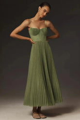 Whimsical Tulle Corset Midi Dress