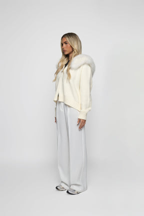Velvet Cardigan - White