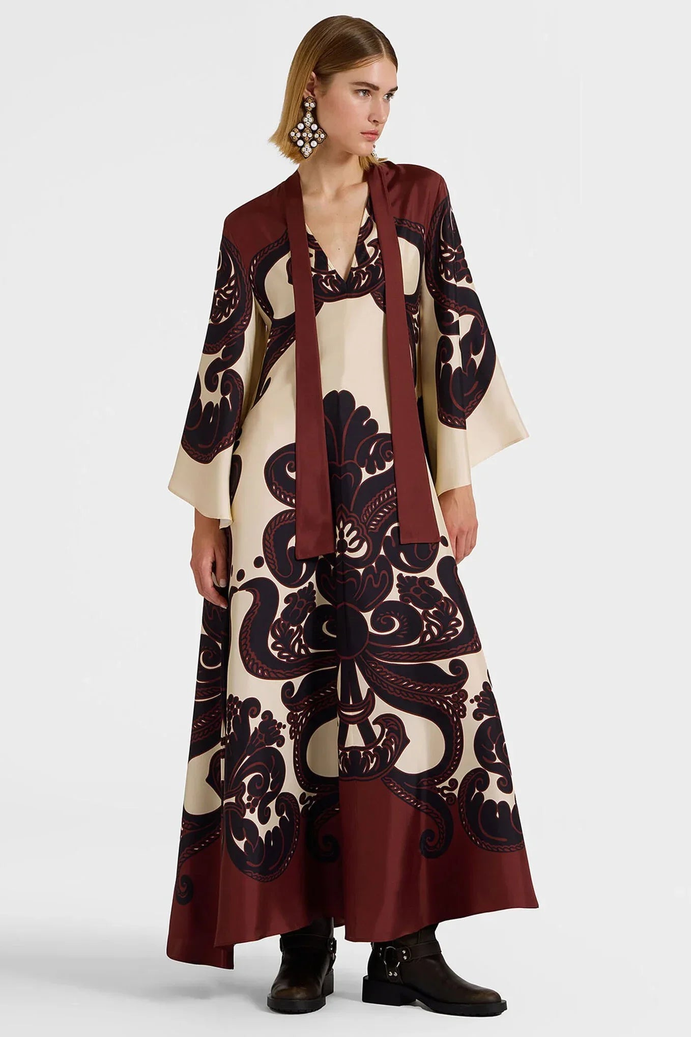 Passionfruit Cascade Satin Maxi Dress