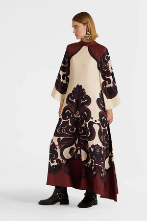 Passionfruit Cascade Satin Maxi Dress