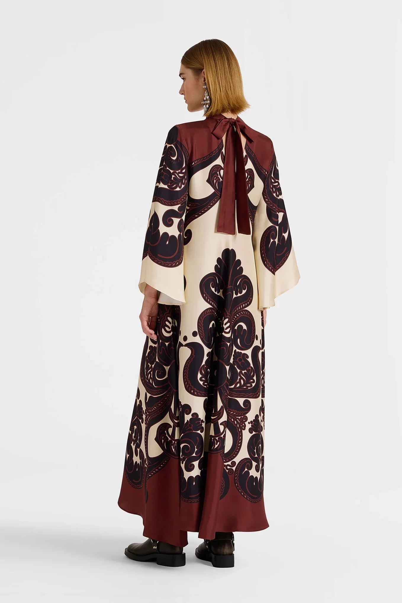 Passionfruit Cascade Satin Maxi Dress