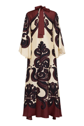 Passionfruit Cascade Satin Maxi Dress