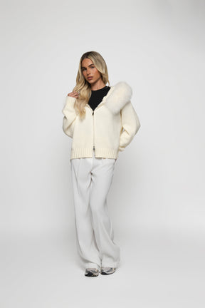 Velvet Cardigan - White