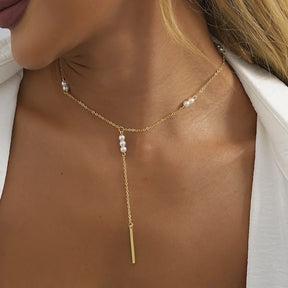 Retro Pearl Bead Pendant Necklace
