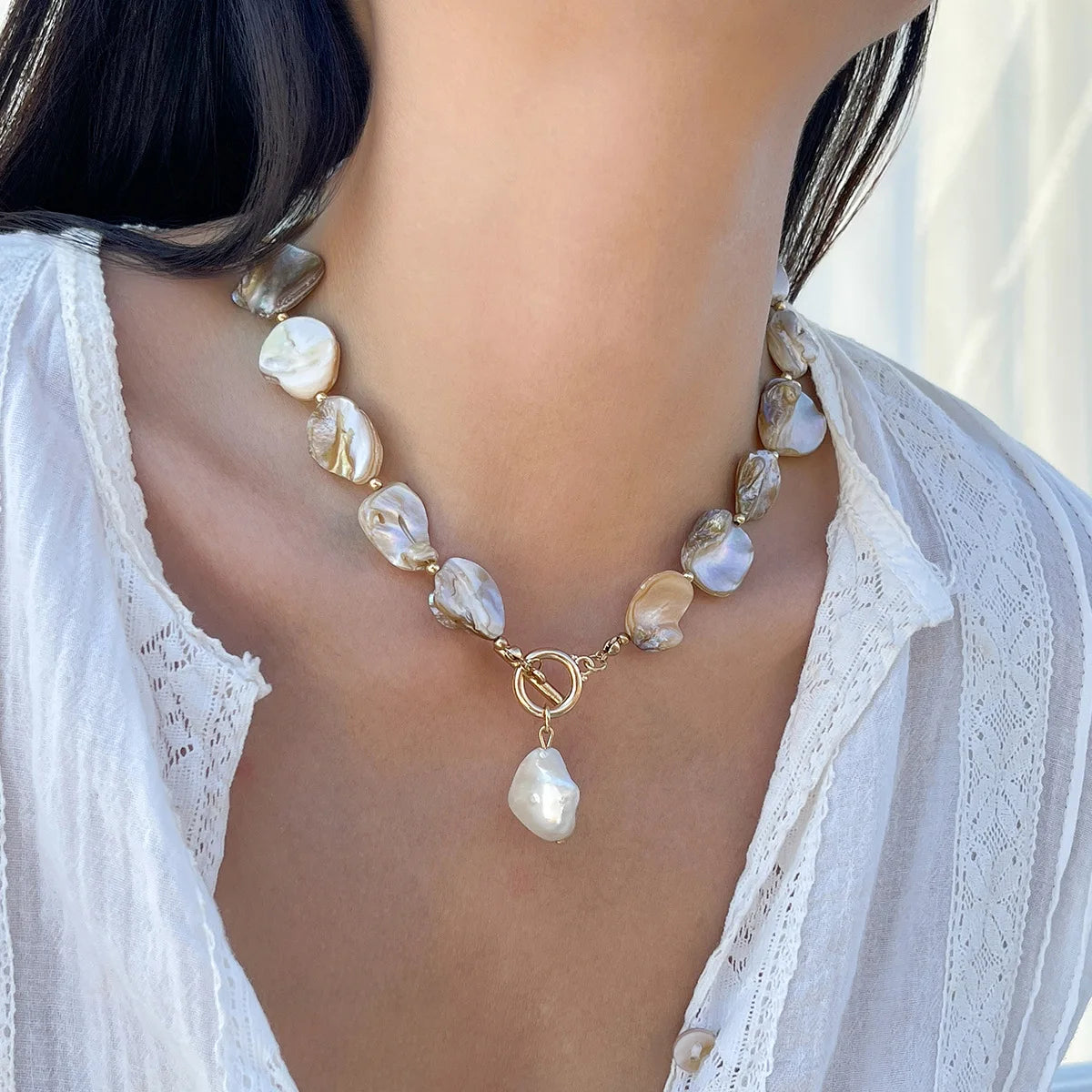 Iridescent Shell Charm Bracelet